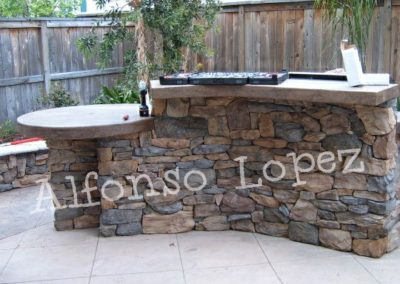 A construction wall and mounted sitting area